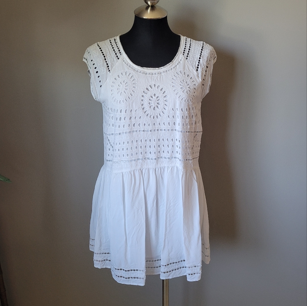 Ecote white cotton eyelet lace mini dress